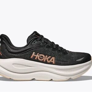 Hoka Bondi 9 Women's Black and rose gold sneakers. Size 9